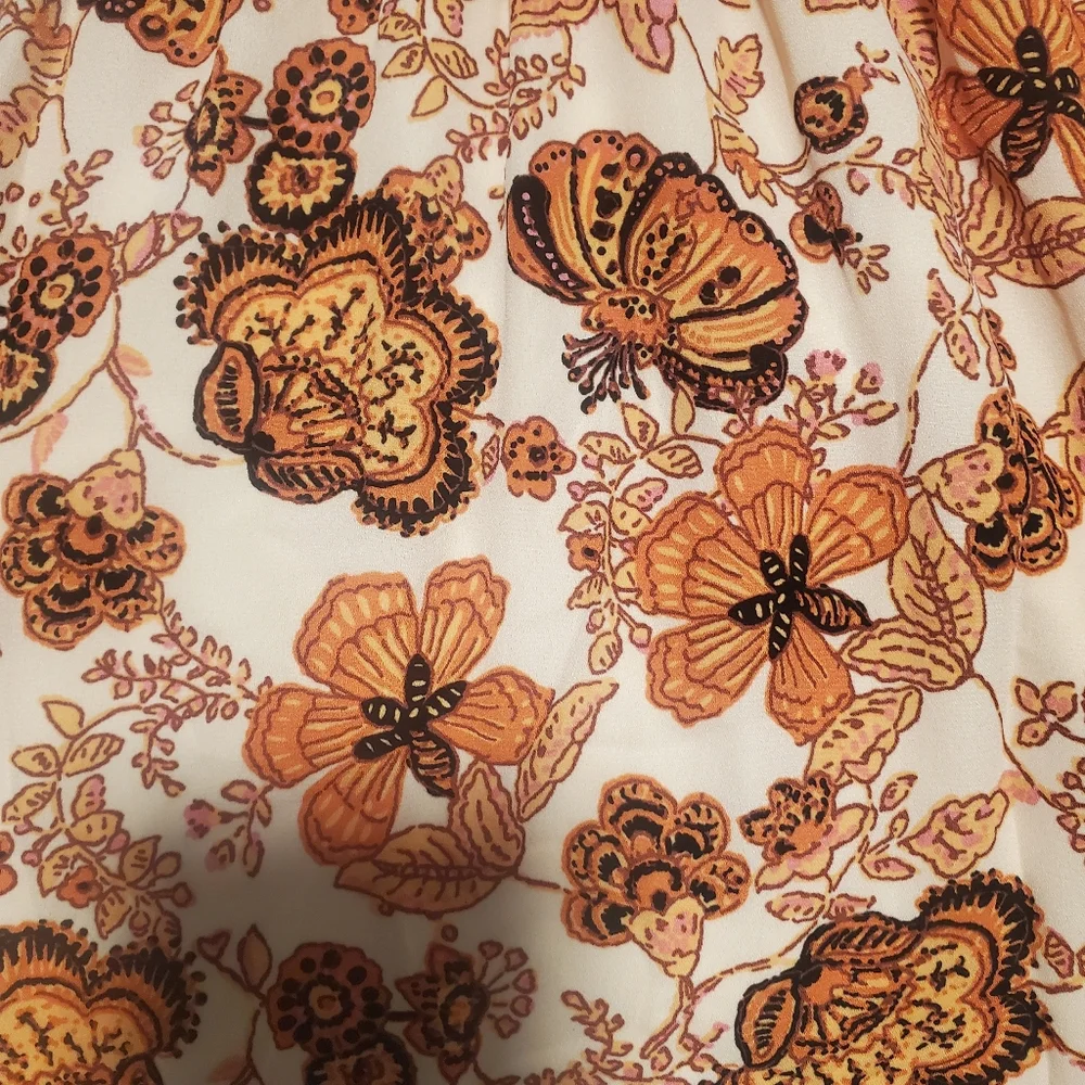 Floral Orange Women's Dress Off Shoulder - Picture 3 of 4